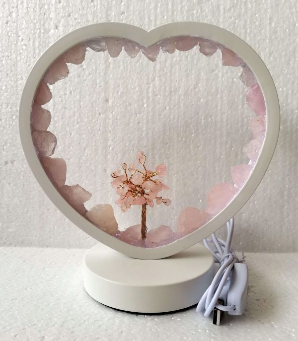 Rose Quartz LED USB Lamp with Gemstone Tree