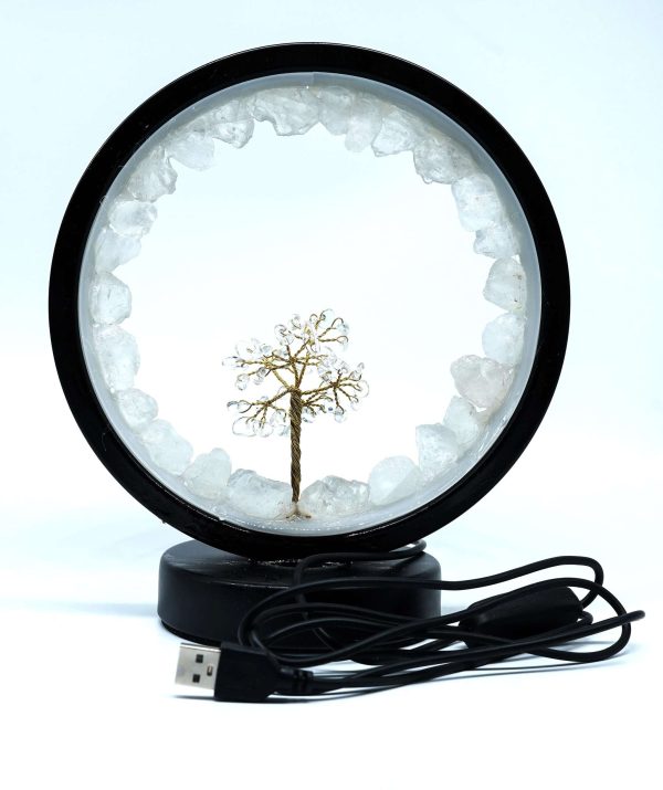 Clear Quartz LED USB Lamp with Gemstone Tree - Image 2