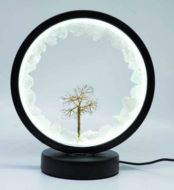 Clear Quartz LED USB Lamp with Gemstone Tree